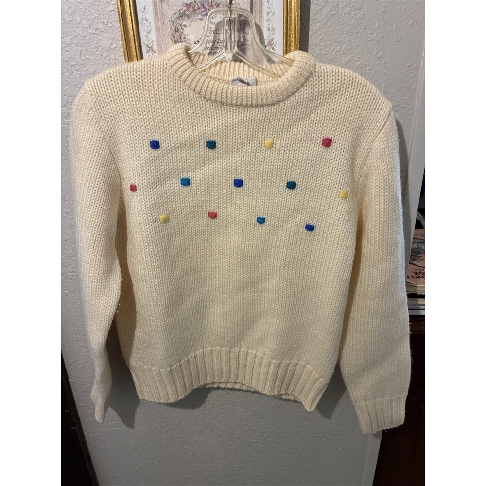 vtg bogner sweater 100% new wool off white dot on front Size 36 (S)